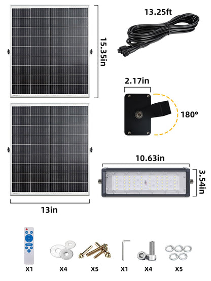 WERISE Solar Flood Lights Outdoor Waterproof IP66, 3600 Lumen 6500K LED Floodlight with 16.4ft Wire, 30000mAh Battery Dusk to Dawn Solar Powered Security Light with Remote Control for Shed Garage Barn