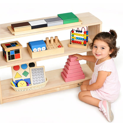 KRAND Horizontal Montessori Shelf 3-Tier Kids Storage Cabinet for Toys, Books, Arts & Crafts Supplies, Toddler Organizer for Nursery, Preschool & Daycare