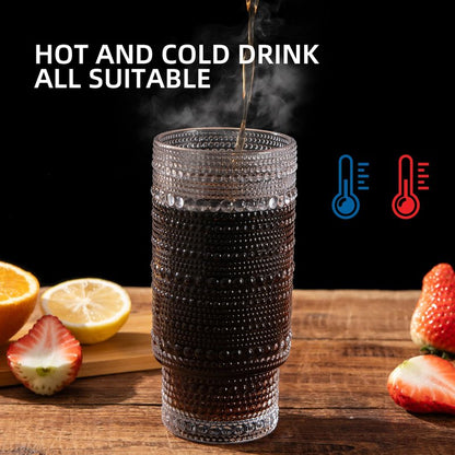 MRZIKPO Drinking Glasses with Bamboo Lids and Glass Straw 8pcs Set,16oz Glass Tumbler Cups,Water Glasses,Iced Coffee Glasses,iced Tea Glasses,Beer Glasses,Ideal for Whiskey,2 Brushes