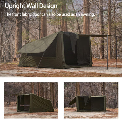 CAMVIL 2025 Upgraded Box 4P Inflatable Camping Tent, 4 Season Blow Up Tent with Pumb, Easy Setup No Assembly Needed Luxury Glamping Tent (Green)