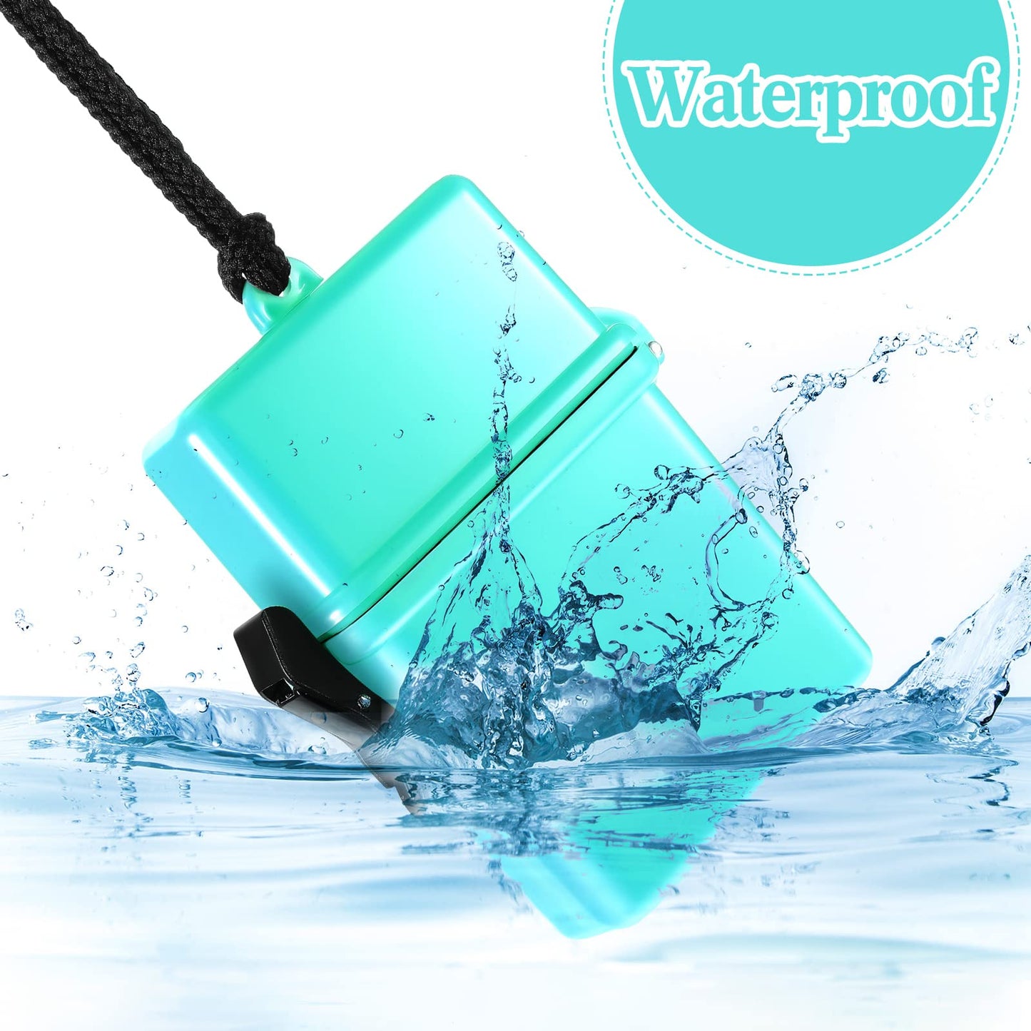 Outus 3 Pieces Waterproof Case ID Card Holder with Floating Sports Case Locker with Hanging Ring and Rope (Black Purple Lake Blue,4.72 x 2.95 x 1.57 Inch)