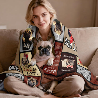 CIUGOIG Pug Gifts for Pug Lovers Blanket 50"x60"- Pugs Themed Gifts for Women/Owners Stuff - Birthday Ideas for Pugs Dog Throw Blanket for Kids & Adults
