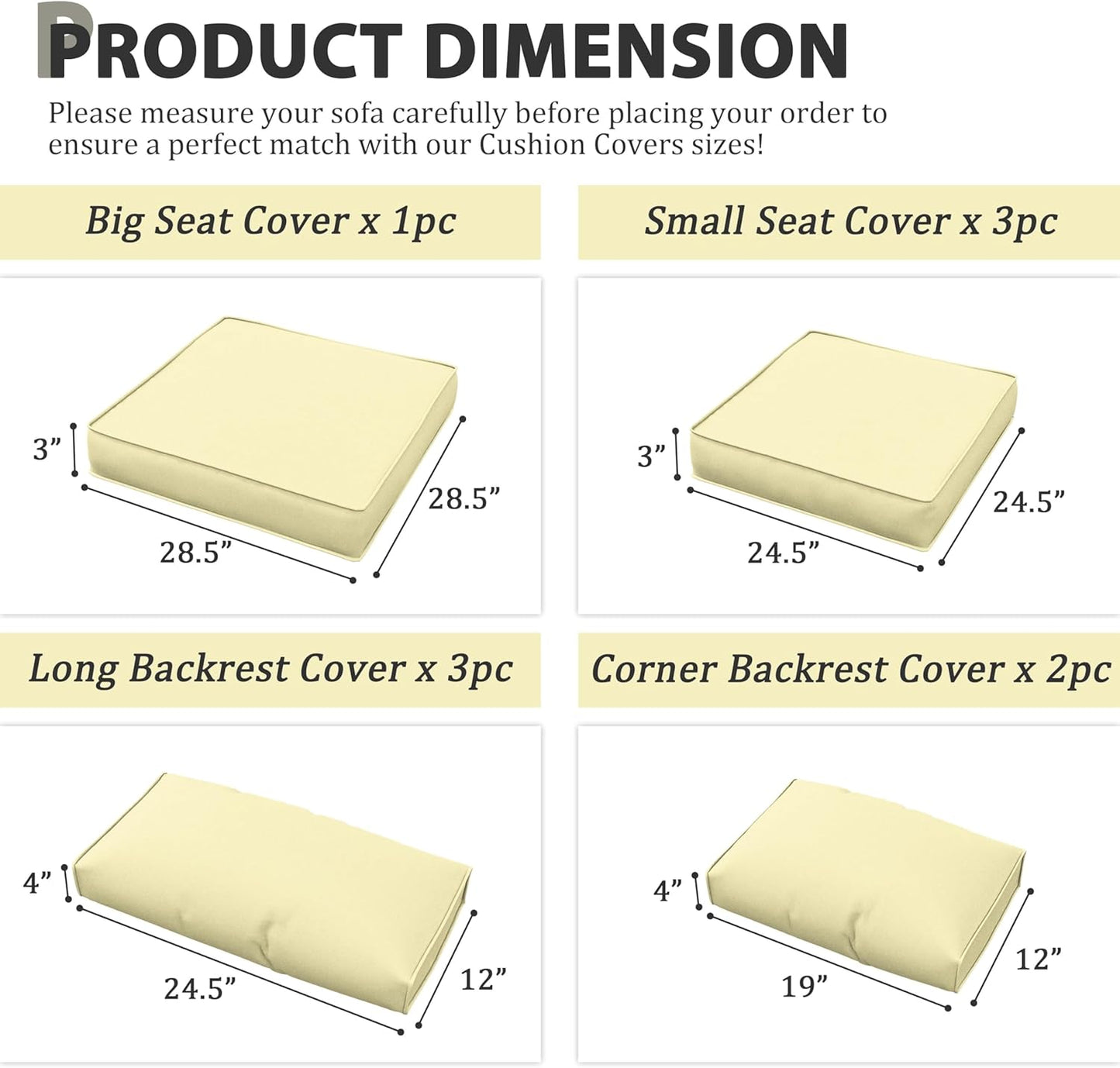 Regine Switzerland Outdoor Patio Furniture Cushion Covers - Waterproof & Fade-Resistant | 9-Piece Set
