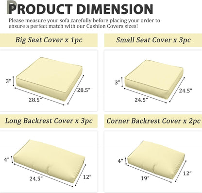 Regine Switzerland Outdoor Patio Furniture Cushion Covers - Waterproof & Fade-Resistant | 9-Piece Set