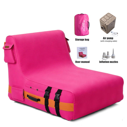 HI-NEW-TEX Inflatable Couch with Removable Electric Pump: Portable Air Sofa Lounger for Camping, RV Travel, Beach, Festivals, Backyard and Dorm Rooms, Pink