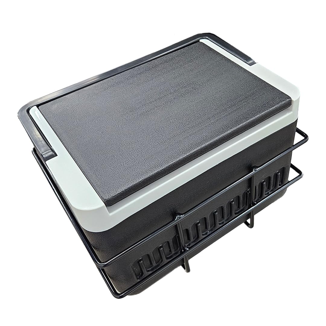 Evolution Golf Cart Cooler with Mounting Bracket - Fit for D5 Ranger & D5 Maverick - Heavy Duty Cooler Basket Kit for Secure Storage - Portable Cooling Ice Chest for Golf Cart Use | Black