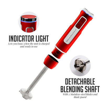 OVENTE Immersion Hand Blender, 300W Electric Handheld Portable Stick Mixer with 2 Mixing Speed and Stainless Steel Blades for Effortless Blending Smoothies, Shakes, Puree or Baby Food, Red HS560R
