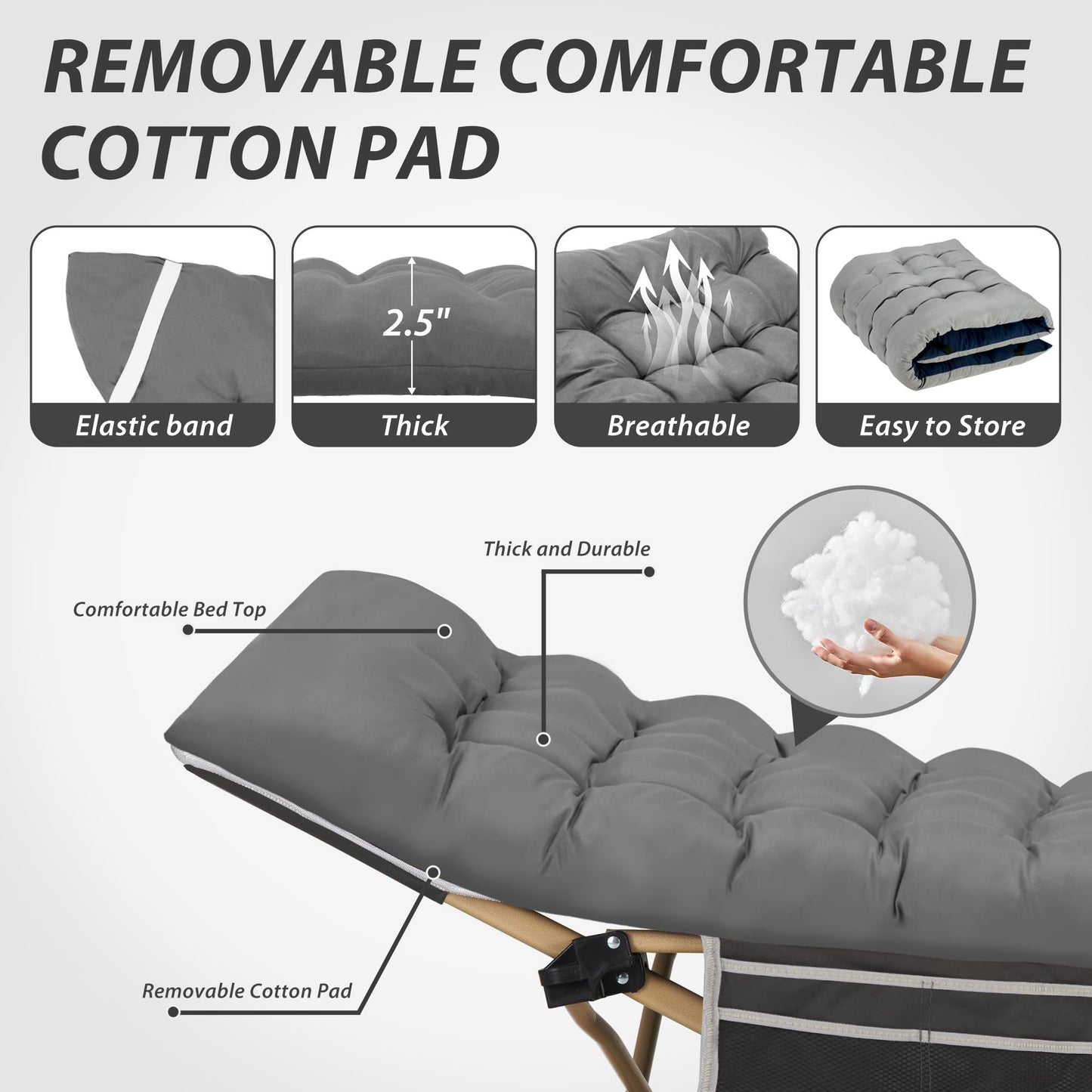 Candockway Folding Camping Cot for Adults, Portable Cot Bed with Comfy Mattress, 28" Extra Wide Sleeping Cots with Carry Bags for Home, Office Nap, Outdoor Travel Camp Beach, 600LBS(Max Load)