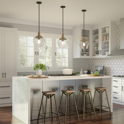 Quoizel Royer 1-Light Mini Pendant, Matte Black, Clear Water Glass with Rope Detail, Coastal Hanging Light for Kitchen, Bedroom or Bar