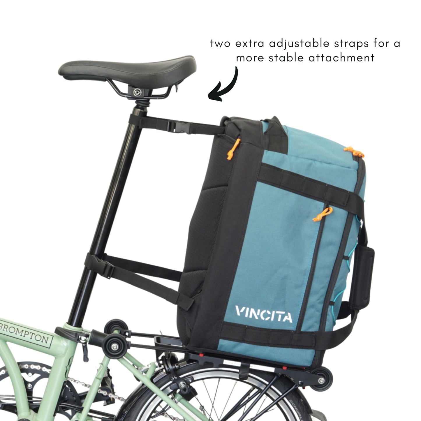 Vincita Voyage B.D.R. 3-in-1 Rear Rack Bag – 37L Backpack, Duffle & Pannier Combo – KLICKfix UniKlip 2.0 Quick Release – Water-Resistant Touring Gear for Folding Bikes. (Blue)