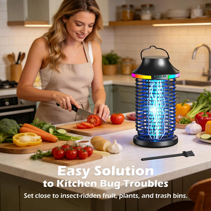 Rechargeable Bug Zapper Outdoor, 4200V Powerful Electric Mosquito Zapper 5-in-1 Portable & Wireless Bug Zapper Outdoor Cordless with 5000mAh Battery, Outdoor Waterproof Fly Zapper for Patio Camping
