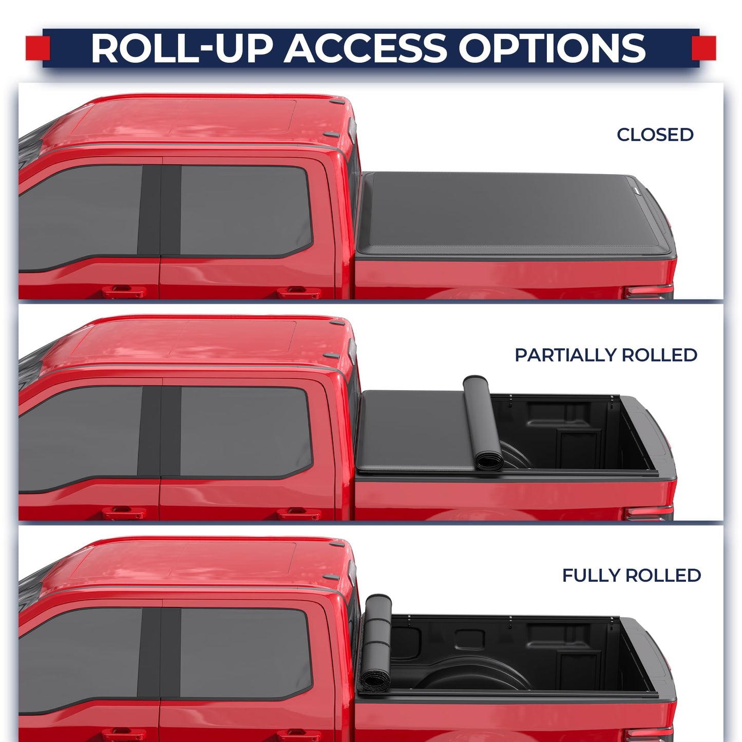 MOSTPLUS 5.5FT Roll-Up Soft Vinyl Truck Bed Tonneau Cover Compatible for Ford F150 F-150 2009-2025 2026 Short Bed On Top (67Inch)