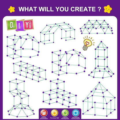 Glow In The Dark Fort Building Kit for KidsSTEM Construction Toys Educational Gift for 4 5 6 7 8 9 10 11 12 Years Old Boys and GirlsUltimate Creative Set for Indoor &amp Outdoors Activity140 Pcs