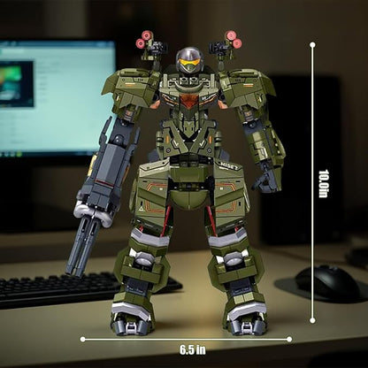 HIGH GODO Main Battle Mech Robot Transforming Building Blocks Set for AdultsCity Warrior Justice Hero Soldier Mech Model Building Kit Cool Creative Robots Toys Gift for Teens 598 Pieces