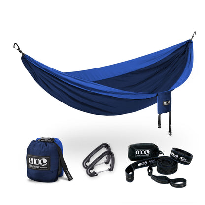 ENO Bundle, Includes The SingleNest Hammock & Atlas Suspension System, Lightweight, Durable Hammock with Straps for Camping, Hiking & Travel, Navy/Royal