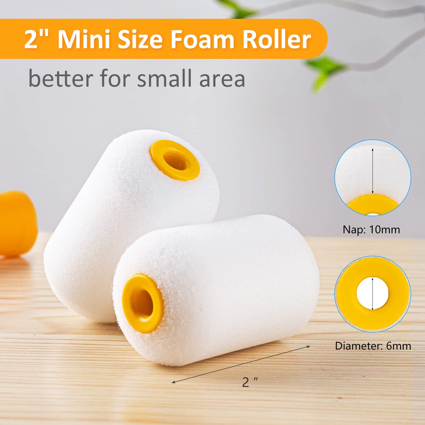 Mister Rui Foam Paint Roller, 4 inch Paint Roller 8 Pack, Small Paint Roller, High Density Foam Paint Roller Tray and Liner Set, Sponge Rollers for Painting and Staining