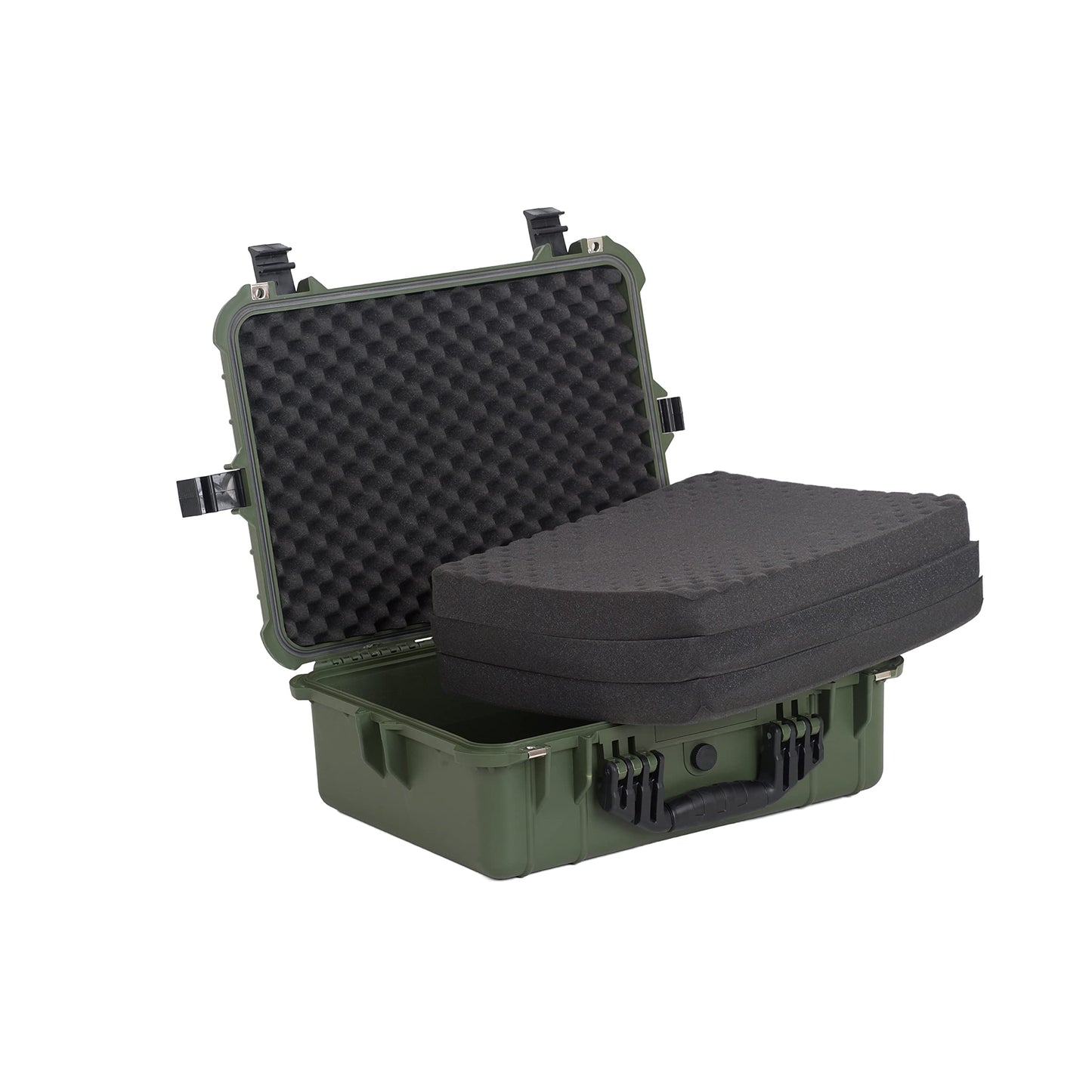 MEIJIA Portable IP67 Waterproof Protective Case,Hard Camera Case,Customized Fit Foam Inserted, Fit for Camera, Equipments, Lens,Drones,19.78“X15.77"x7.41" (Green)