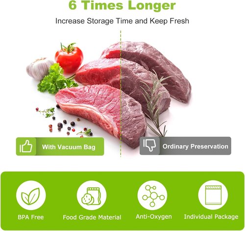 Bonsenkitchen Vacuum Sealer Bags - Heavy Duty 8" x 50' Rolls | BPA-Free Food Storage & Sous Vide Cooking