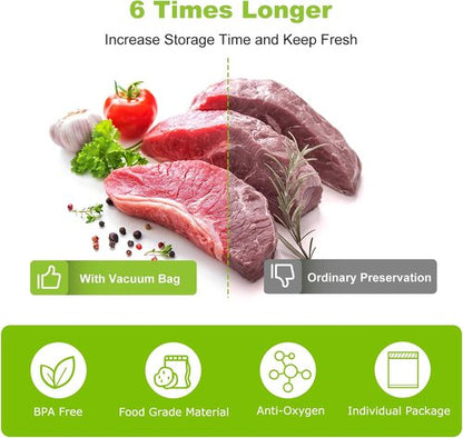 Bonsenkitchen Vacuum Sealer Bags - Heavy Duty 8" x 50' Rolls | BPA-Free Food Storage & Sous Vide Cooking