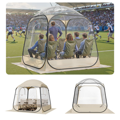 VEVOR Pop Up Sports Tent, 72" x72x76.8 Instant Weather Proof Clear Tent for 4–6 Persons, Portable Foldable Shelter with Removable Floor Mat & Top Cover, for Watching Sports Events, Camping, Fishing