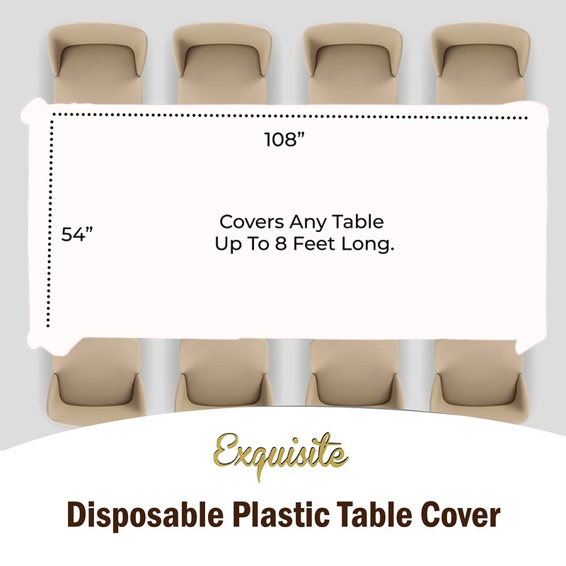 Party Solids Pack Of 6, Premium Plastic Tablecloth 54in. x 108in. Rectangle Table Cover - Checkered