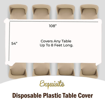 Party Solids Pack Of 6, Premium Plastic Tablecloth 54in. x 108in. Rectangle Table Cover - Checkered