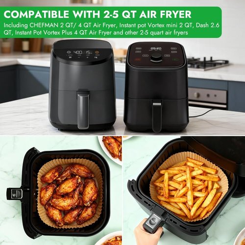 BYKITCHEN 300PCS Air Fryer Liners - Round Parchment Paper for 2 to 5QT Air Fryers | Compatible with Ninja, CHEFMAN, Cosori & More