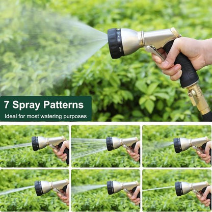 FANHAO Heavy Duty Metal Garden Hose Nozzle - 7 Spray Patterns for Efficient Watering & Cleaning