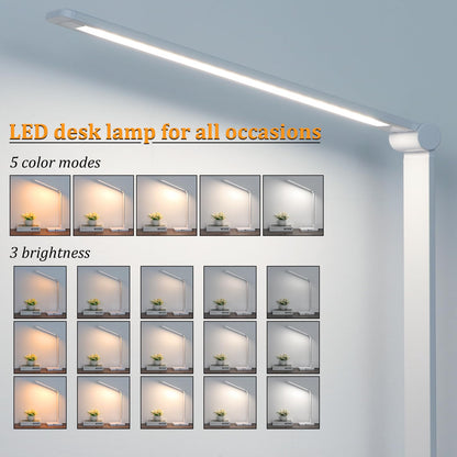 LED Desk Lamp with USB Ports,Touch Desk Lamps for Home Office with 5 Color Modes,3 Brightness Desk Light with Small Night Light,Reading Lamp Table Lamp for Bedroom Bedside Study Black （with adapter）