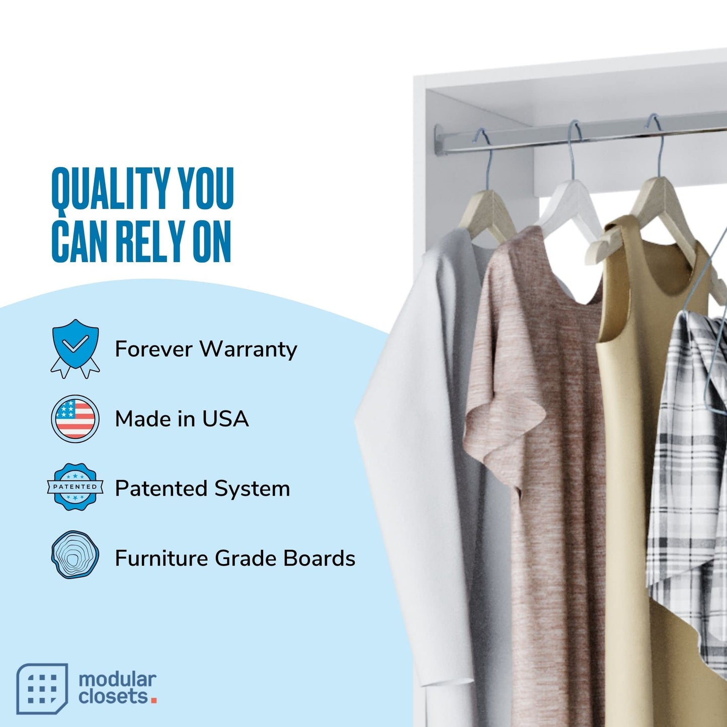 Double Hanging Closet Unit - Modular Closet System For Hanging - Corner Closet System - Closet Organizers And Storage Shelves (White, 24 inches Wide) Closet Shelves