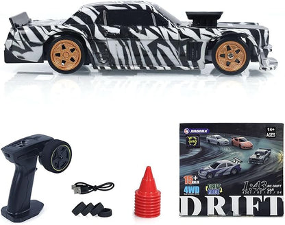 TOUCAN RC HOBBY 1:43 RTR Race Car Gyro Drift Car 4WD Traffic Cones Mini for Men with a Gyro (Camouflage) for Ages 14+