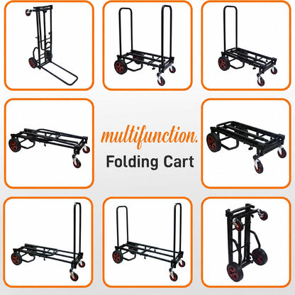 Pyle Compact Folding Adjustable Equipment Dolly - Heavy Duty Multi‑Function Convertible Cart Hand Truck/Platform Cart with Wheels - Expandable Up to 27.52'' to 44.25'' - 300LBS Load Capacity