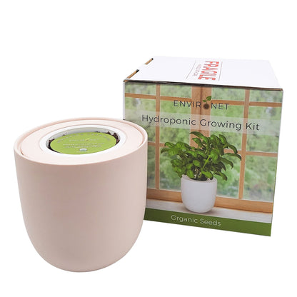 Environet Hydroponic Herb Growing Pink Ceramic Kit, Self-Watering Kitchen Garden Starter Kit with Organic Seeds (Lavender)
