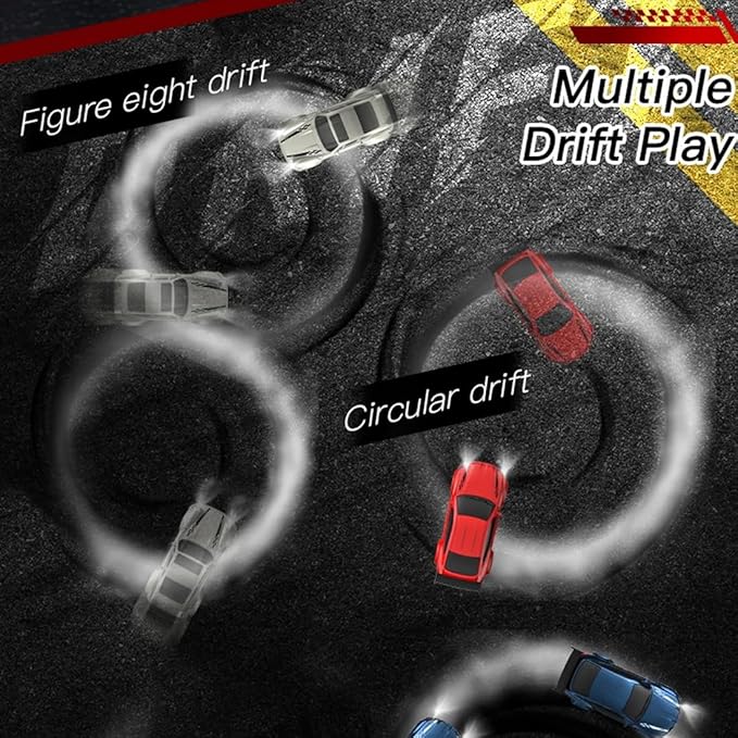 1/64 Scale 2.4G High Speed Drift RC Car Remote Control Drift 4WD Mini Lights System Desktop Drift Car for Adults (Blue)