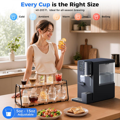 Oylus 3-in-1 Water Dispenser with Ice Maker - Coffee Maker Countertop Bullet Ice Maker with 12H Timer, Hot/Cold/Warm Adjustable Volume Water, K-Cup® Ground Coffee Brewer for Home Office Studio Gift