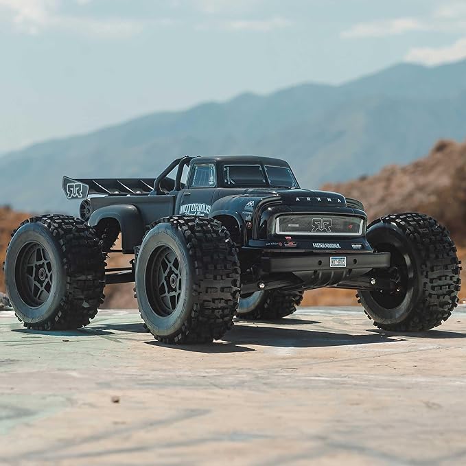 ARRMA RC Truck 1/8 Notorious 4X4 6S BLX BRUSHLESS V6 Stunt Truck RTR (Battery and Charger Not Included) (Black) ARA8611V6T1