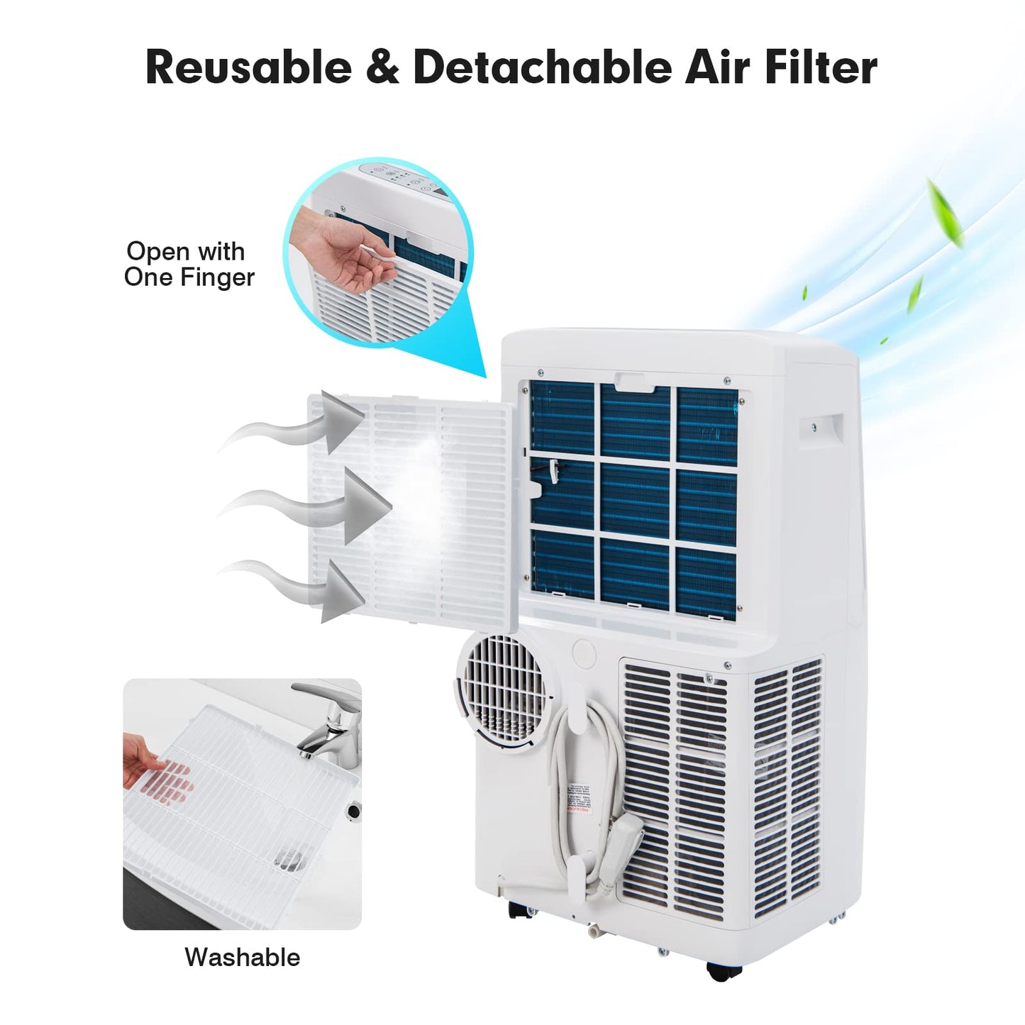 COSTWAY 14000BTU Portable Air Conditioner, 4-in-1 Oscillation Air Cooler with Cooling/Humidifier/Heater/Fan, 3 Speeds Fan, Remote Control, WiFi Smart Control (14000BTU)