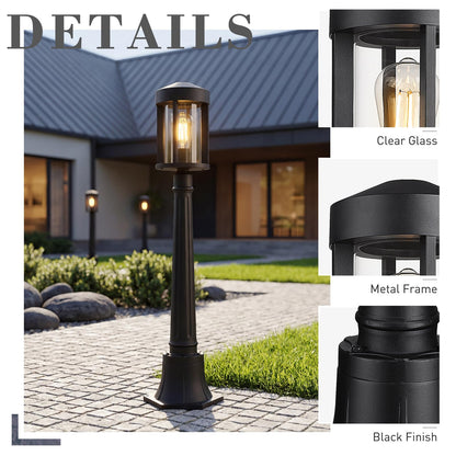zeyu 40.2'' Modern Outdoor Post Light, Modern Exterior Pole Light, Pathway Light with Pole Mount Base, Black Metal Finish with Clear Glass Shade, ZW118PL BK
