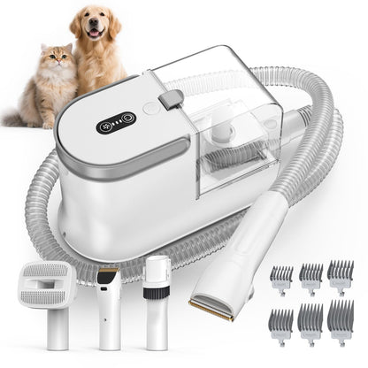 Ozumek Dog Grooming Vacuum, Dog Grooming Kit with Pet Clipper Nail Grinder, 3 Suction Modes Dog Brush Vacuum with 6 Pet Grooming Tools (Cream)