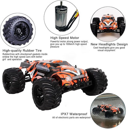 JLBRACINGRC 1:10 Scale Remote Control Car80+KM/H High Speed RTR RC Truck2.4GHZ Radio Controlled Electric Cars4WD 4x4 Off Road Monster TruckIPX7 Waterproof Brushless RC Car for Adults