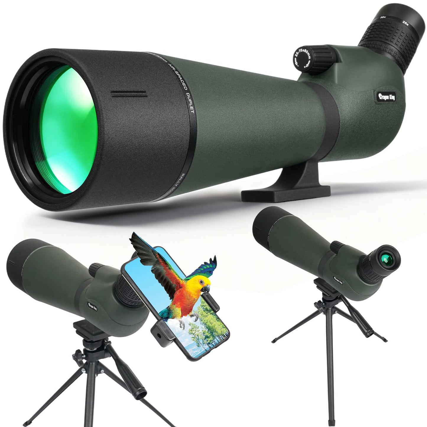 BIBIRE 25-75x80 HD Spotting Scopes, Angled Spotter Scope with Tripod and Phone Adapter Spotting Scope for Bird Watching Wildlife Wiewing