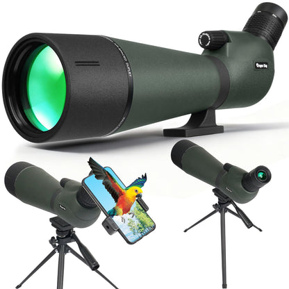 BIBIRE 25-75x80 HD Spotting Scopes, Angled Spotter Scope with Tripod and Phone Adapter Spotting Scope for Bird Watching Wildlife Wiewing