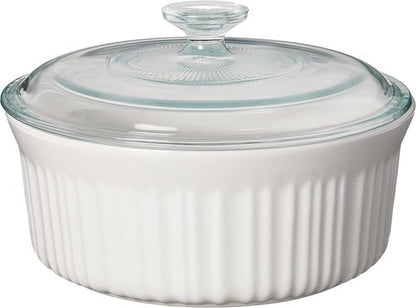 CorningWare French White 7-Pc Ceramic Bakeware Set - Chip & Crack Resistant, Microwave & Oven Safe
