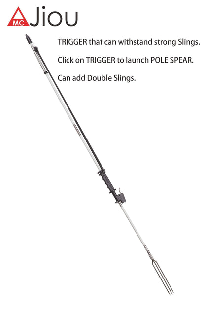 A MC JIOU Fishing Pole Spear Trigger Glass Fiber 5.5' Travel 3 Pieces Hawaiian Sling with 3 Prong Tip and Bag