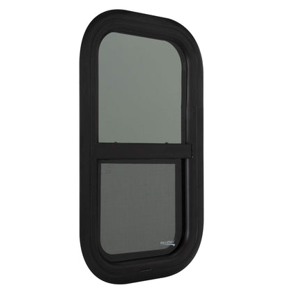 RecPro RV Window Replacement | Teardrop Style | 12inW x 22inH | Black | Model RP-WIN