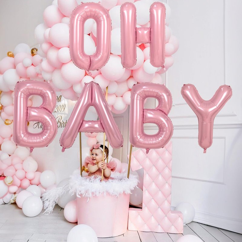 Pastel Pink Balloon Letter J, Large Mylar Alphabet J Custom Balloon Letter Pearl Pink Decor, 40 Inch Inflatable Light Pink Letter J Foil Customize Balloons for Girls Birthday Party Decoration Supplies