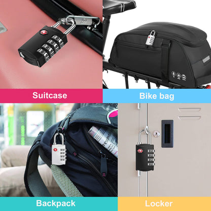 ZHEGE TSA Approved Luggage Lock for Train Travel, 4 Digit Combination Lock for School Gym Locker, Suitcase, Backpack, Cabinet, Drawer, Easy Read Dial with Alloy Body (1 Pack, Black)