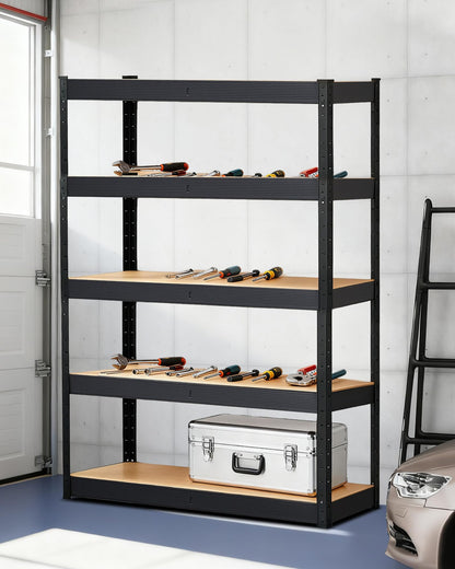 5-Tier Adjustable Shelving Units,48x18x72 Garage Metal Storage Shelving Units,Heavy Duty Garage Shelving Adjustable Garage Shelves,Loads 2000 LBS,Metal Storage Utility Racks for Warehouse,Pantry, Base