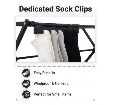 ZOES HOMEWARE 4 Tier Clothes Drying Rack Foldable | Foldable Clothing Drying Rack | Laundry Drying Rack Collapsible for Laundry Room, Dorm, Expandable Sturdy Metal Design | Black 29"L x 11.5"W x 53"H