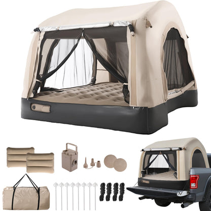 OPP ULITE Foldable Pickup Truck Bed Tent, Full Size Sportz Air Mattress, Camping & Outdoor Truck Tent, 2-Person Portable Includes Pillows & Glow-in-The-Dark Stakes